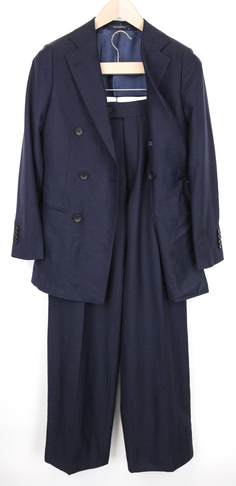 SUITSUPPLY La Spalla Men's Suit UK32R Blue 2-Piece Double Row Wool Silk Linen