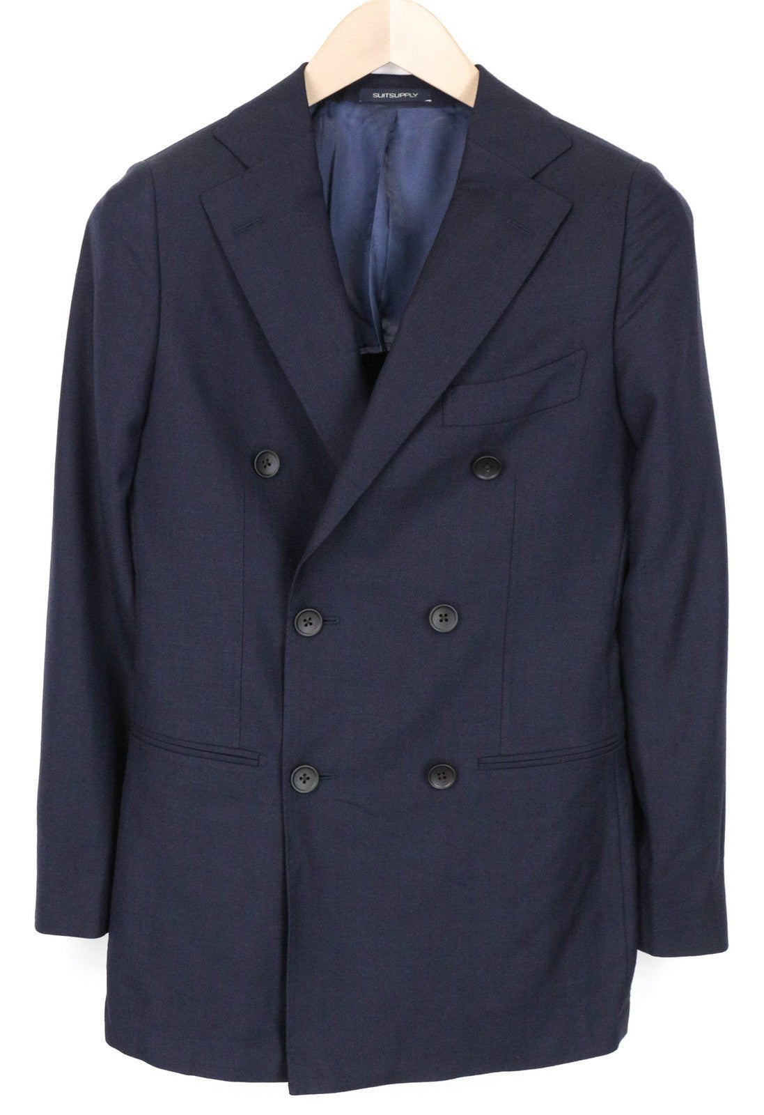 SUITSUPPLY La Spalla Men's Suit UK32R Blue 2-Piece Double Row Wool Silk Linen