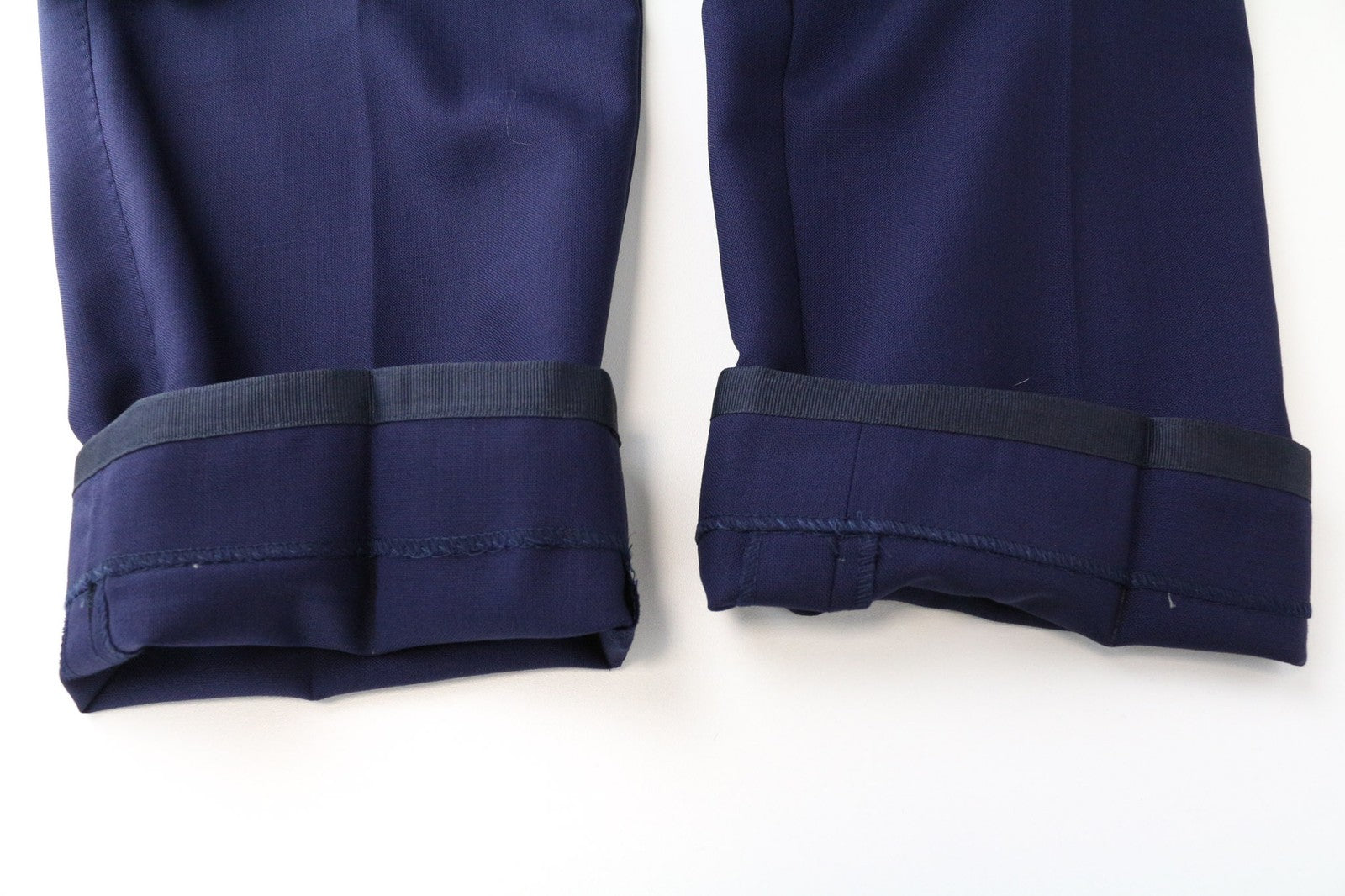 SUITSUPPLY Brescia Men's Trousers UK42R Navy Blue Slim Wool Melange Turn-Up Hem