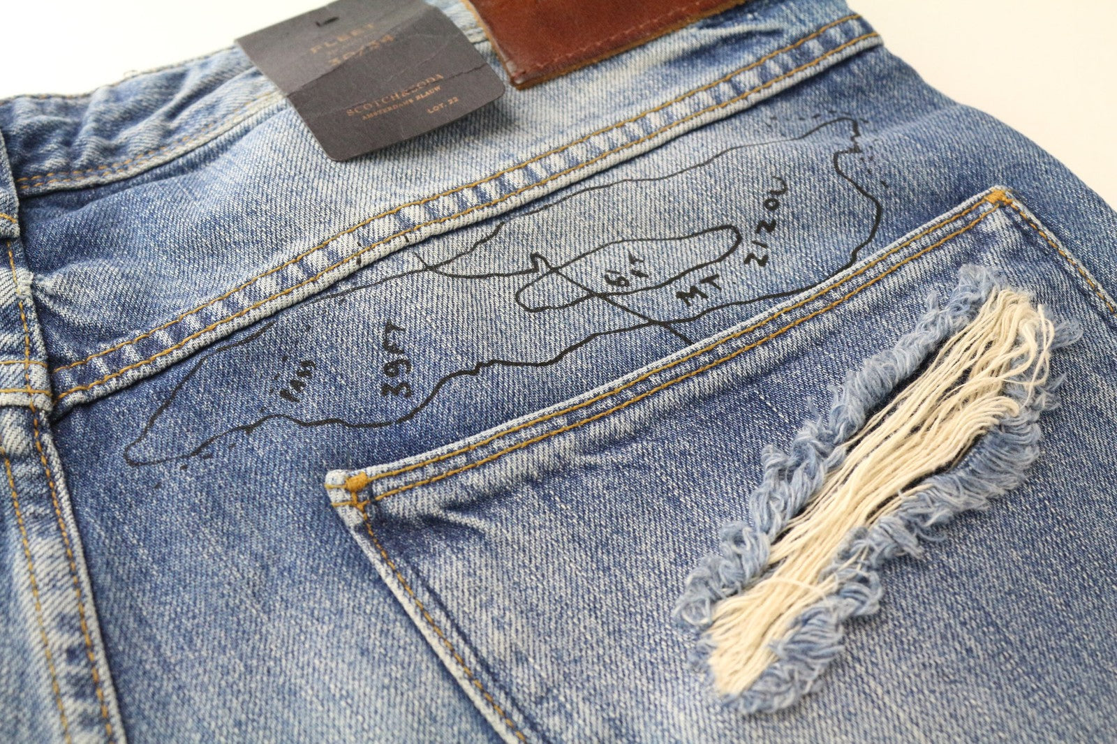 SCOTCH & SODA Fleet Men's Jeans W30/L34 Blue Distressed 3D Anti Fit Non-Stretch