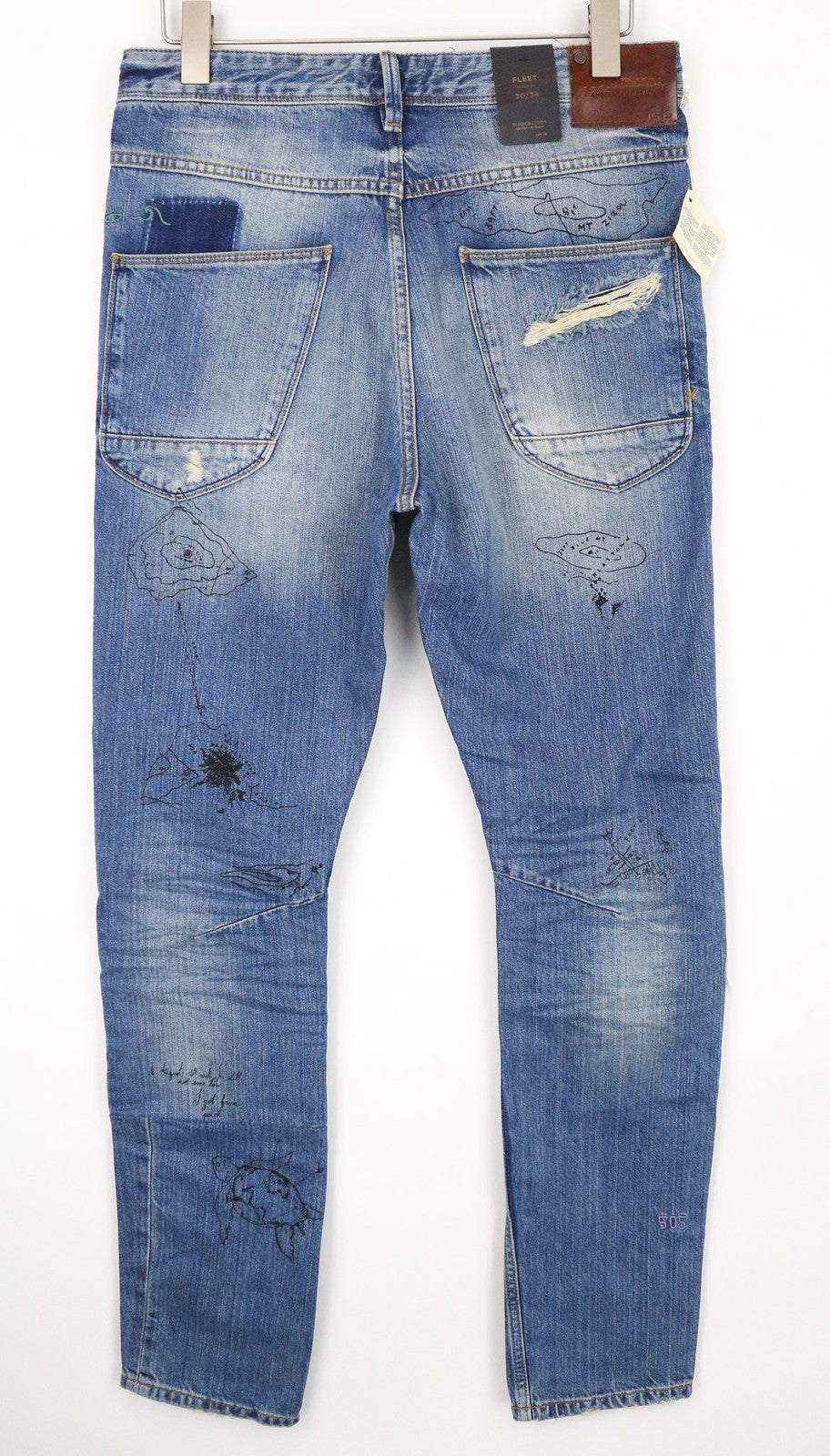 SCOTCH & SODA Fleet Men's Jeans W30/L34 Blue Distressed 3D Anti Fit Non-Stretch
