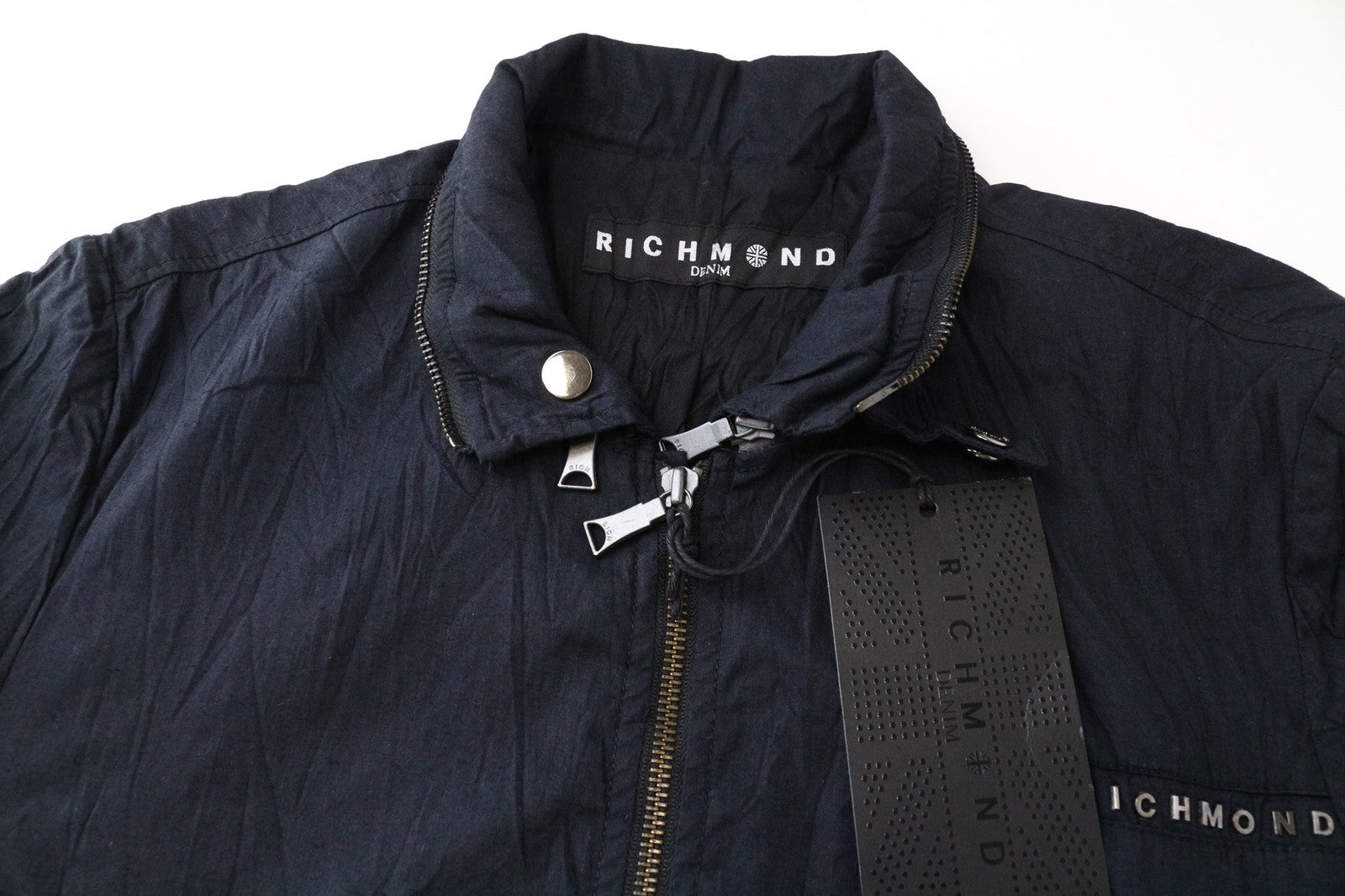 RICHMOND Men's Jacket IT48 Black Cotton Blend Lightweight Designer Windbreaker