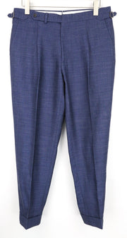 SUITSUPPLY Vigo Men's Trousers UK40S Blue Slim Fit Birdseye Check Wool Silk