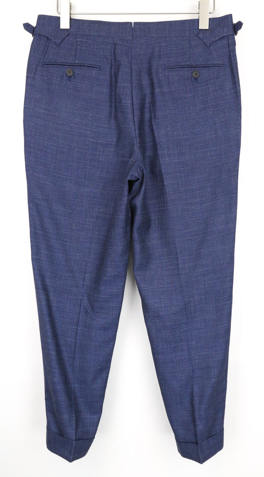 SUITSUPPLY Vigo Men's Trousers UK40S Blue Slim Fit Birdseye Check Wool Silk