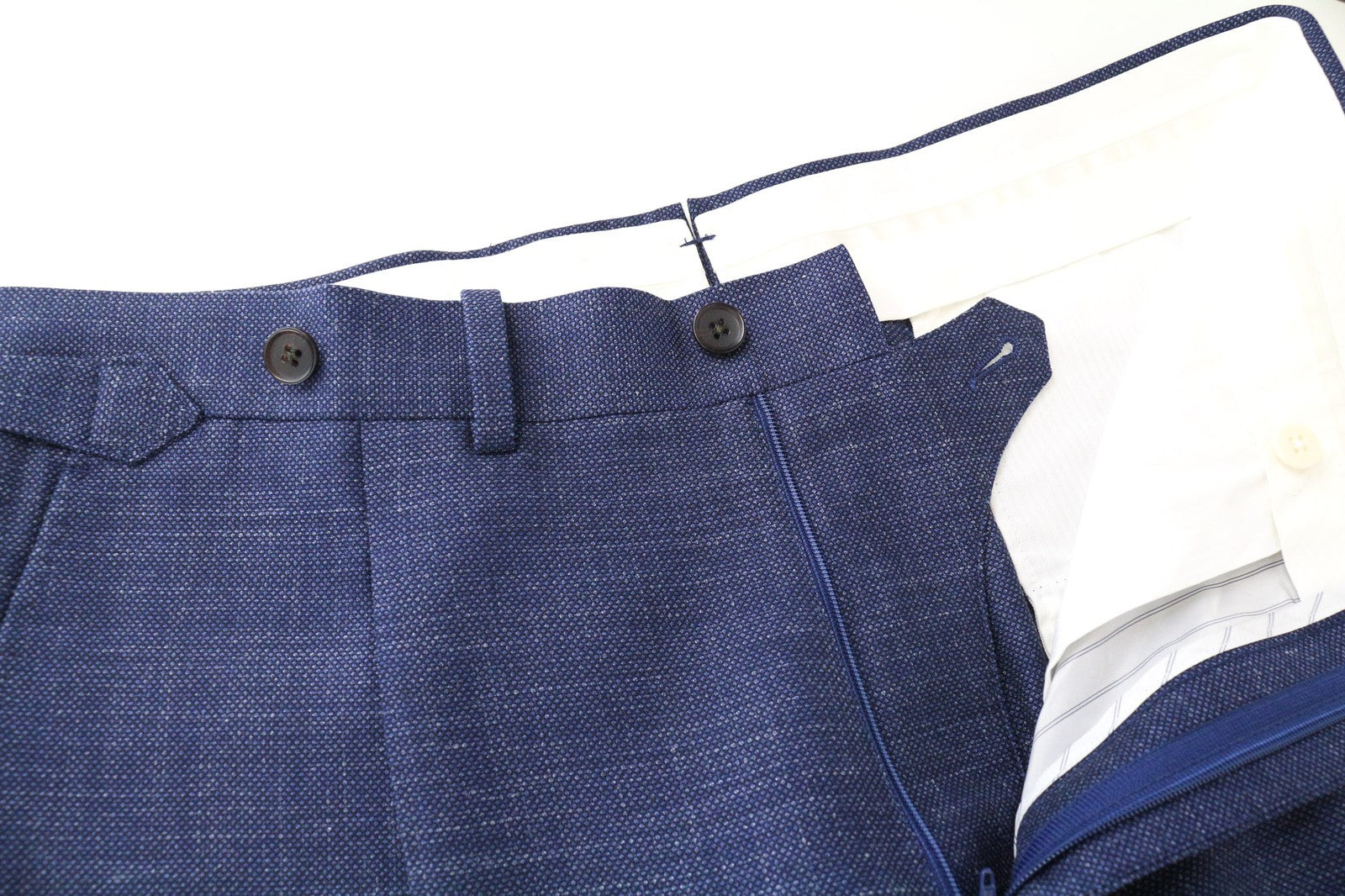 SUITSUPPLY Vigo Men's Trousers UK40S Blue Slim Fit Birdseye Check Wool Silk