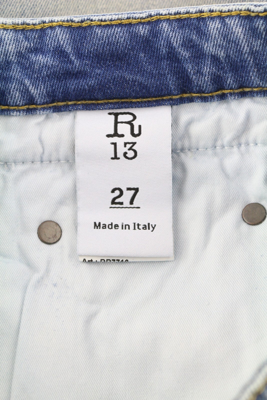 R13 Boy Skinny Women Jeans 27 Jasper Stretch Washed Faded Ankle Cropped Blue