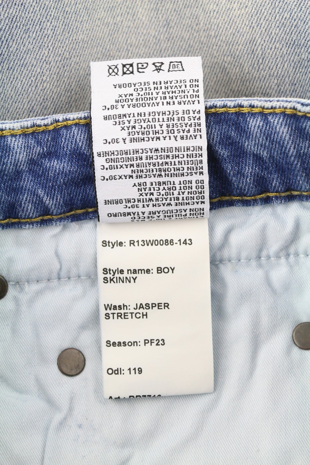 R13 Boy Skinny Women Jeans 27 Jasper Stretch Washed Faded Ankle Cropped Blue