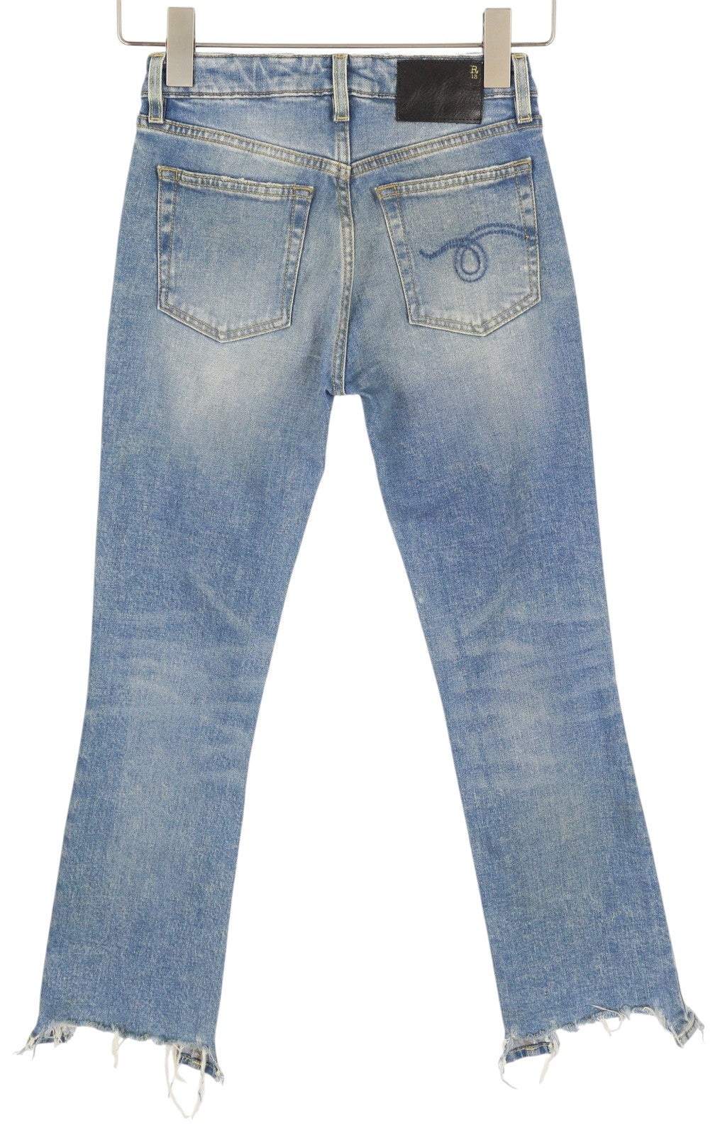 R13 Kick Fit Women Jeans 24 Jasper Stretch Washed Faded Ankle Cropped Denim