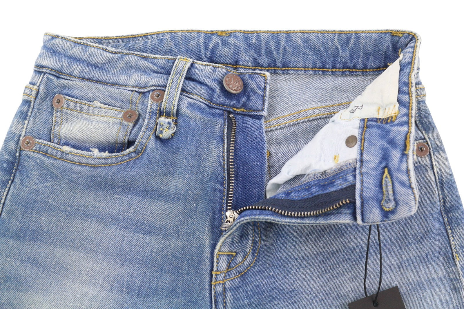 R13 Kick Fit Women Jeans 24 Jasper Stretch Washed Faded Ankle Cropped Denim