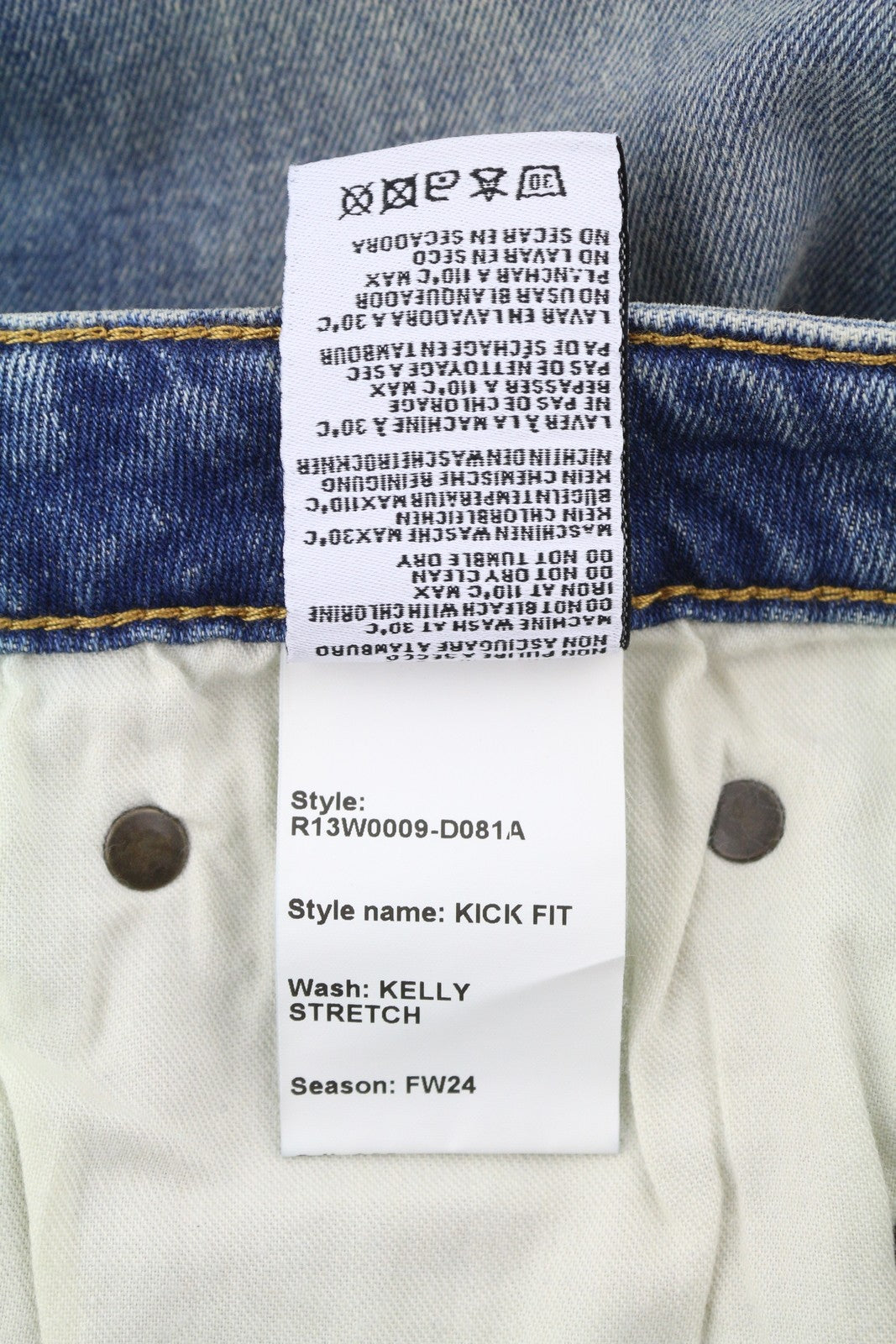 R13 Kick Fit Women Jeans 27 Kelly Stretch Washed Faded Ankle Cropped RRP€699