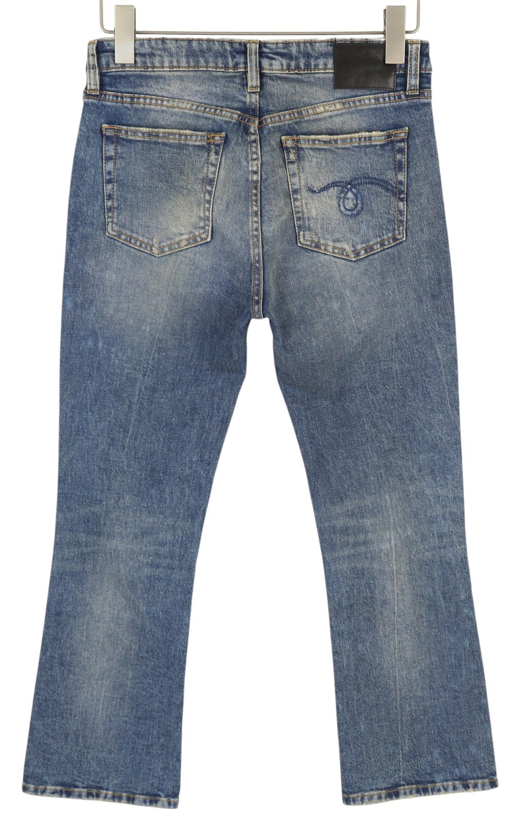 R13 Kick Fit Women Jeans 27 Kelly Stretch Washed Faded Ankle Cropped RRP€699