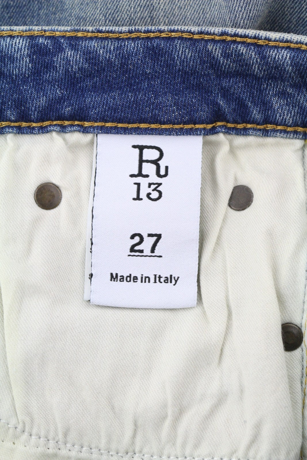 R13 Kick Fit Women Jeans 27 Kelly Stretch Washed Faded Ankle Cropped RRP€699