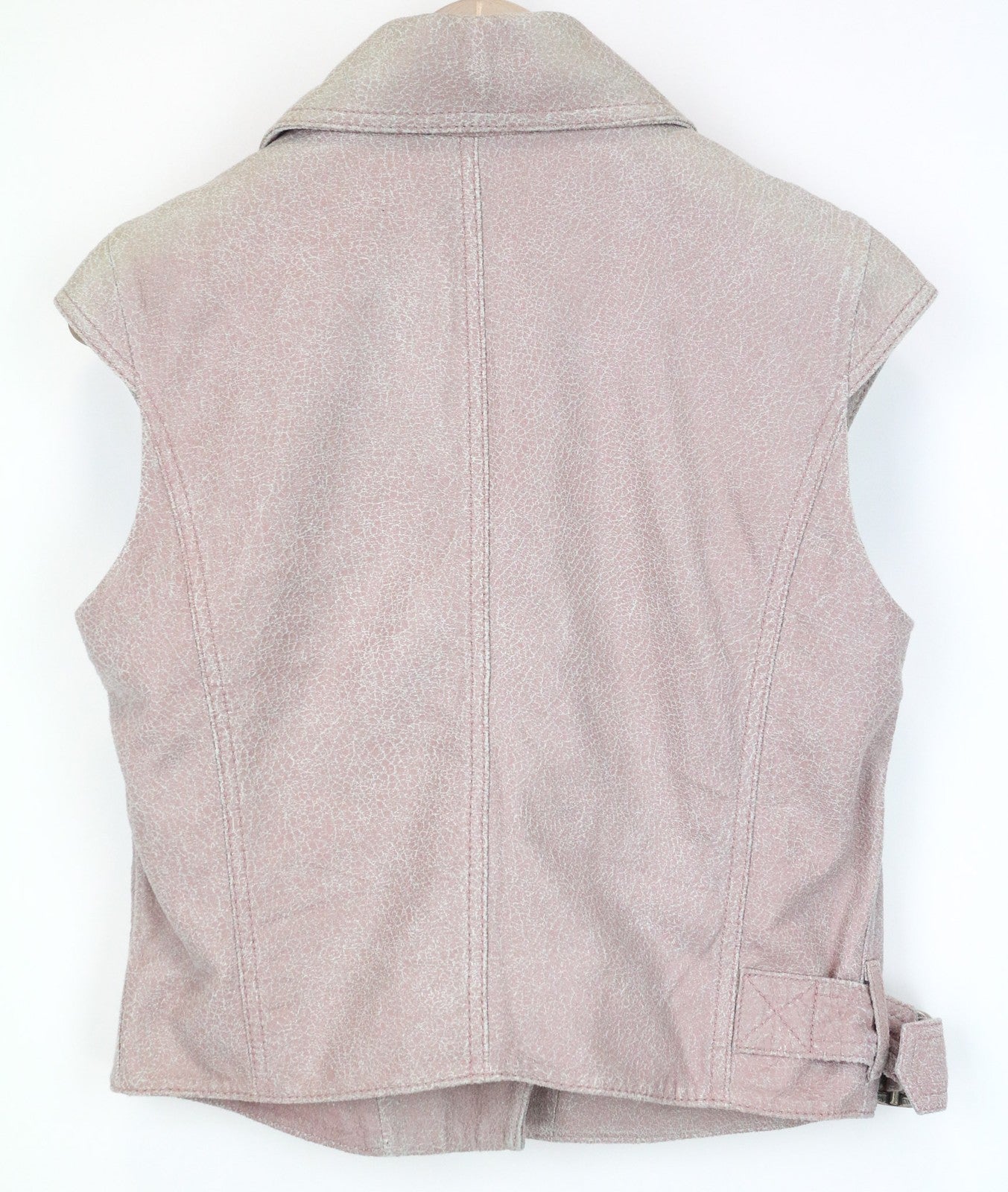 DIESEL Women's  XS Pink Sleeveless Lambskin Leather Vest with Belted Waist