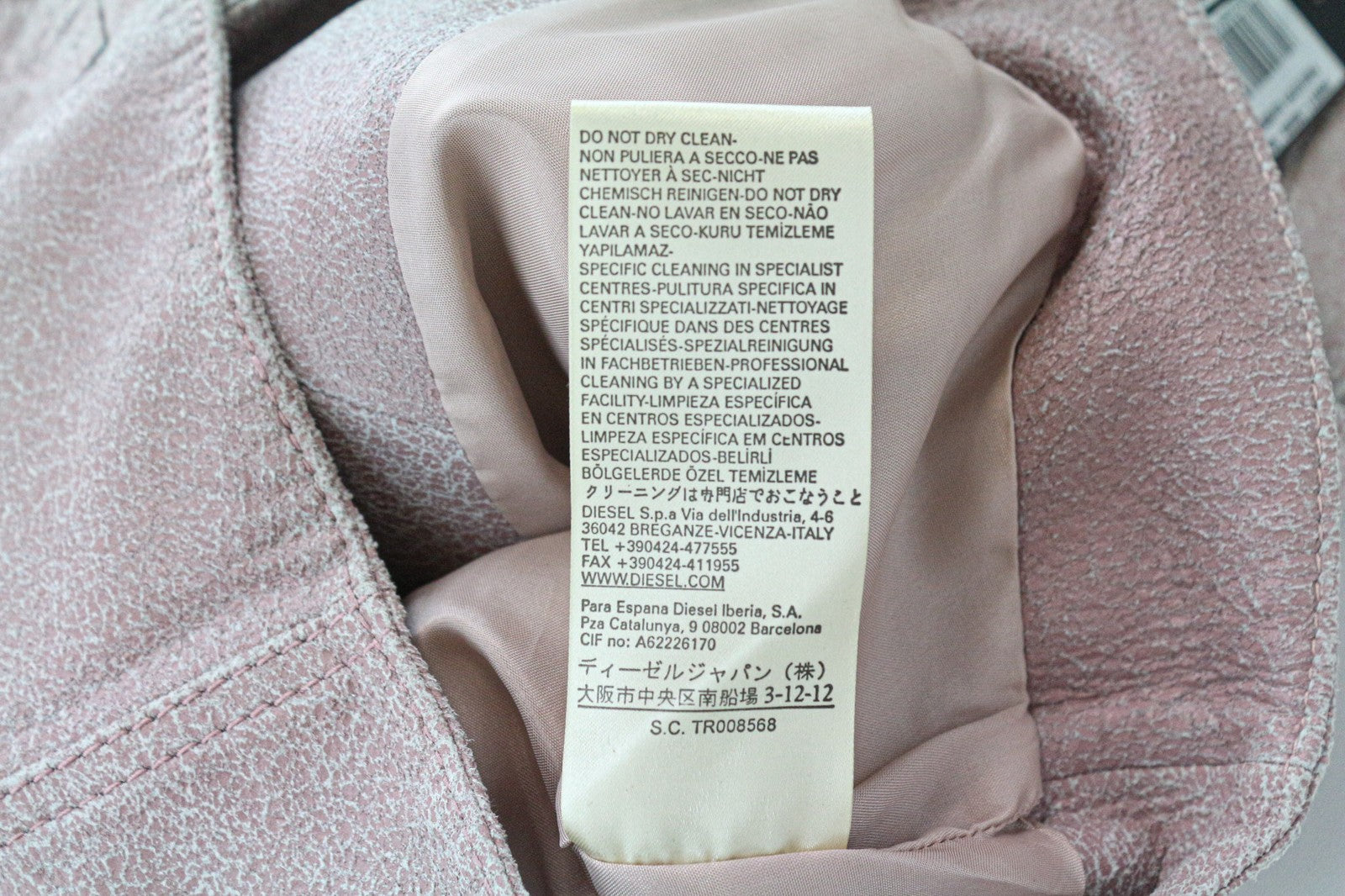 DIESEL Women's  XS Pink Sleeveless Lambskin Leather Vest with Belted Waist