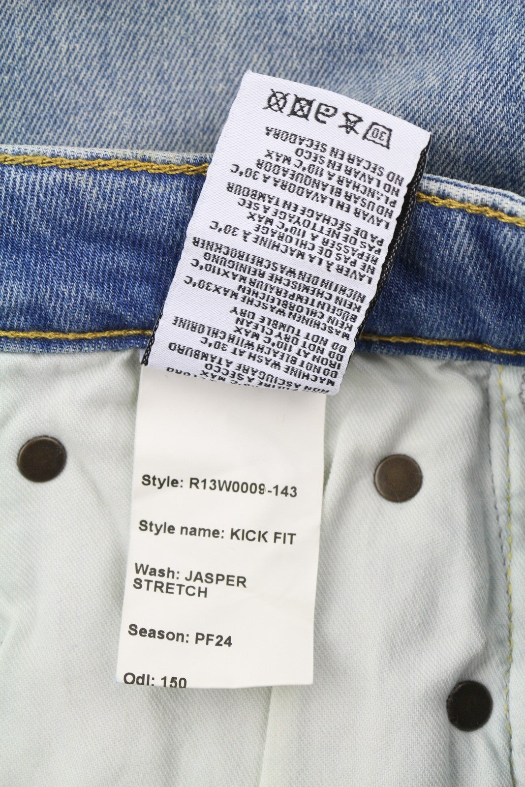 R13 Kick Fit Women Jeans 28 Jasper Stretch Washed Faded Ankle Cropped Denim