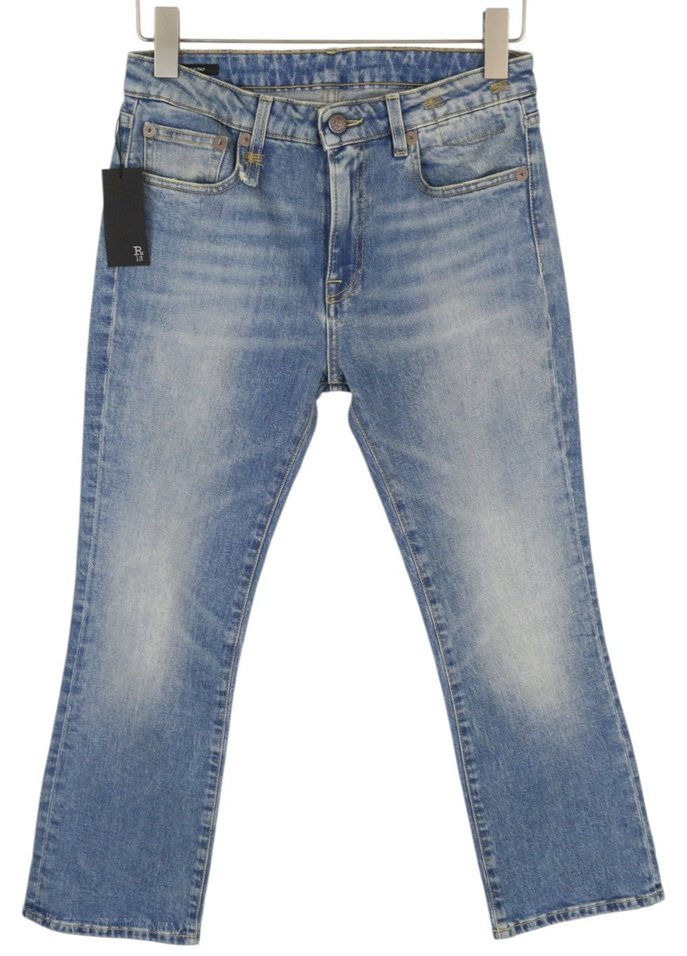 R13 Kick Fit Women Jeans 28 Jasper Stretch Washed Faded Ankle Cropped Denim