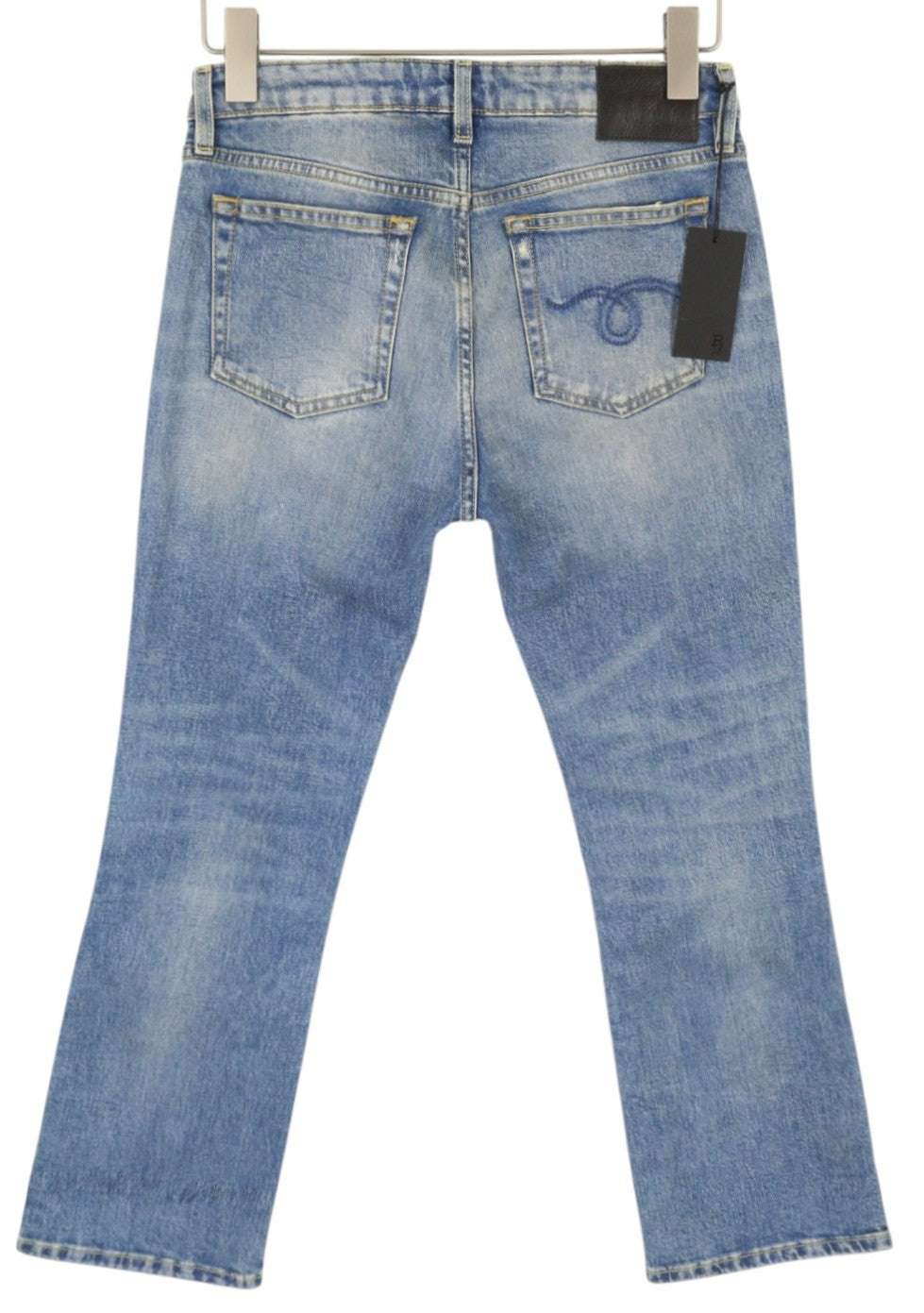 R13 Kick Fit Women Jeans 28 Jasper Stretch Washed Faded Ankle Cropped Denim