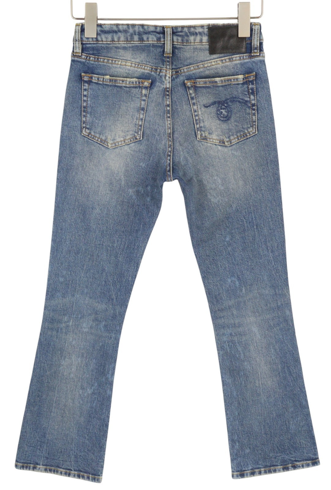 R13 Kick Fit Women Jeans 24 Kelly Stretch Washed Faded Ankle Cropped RRP€699