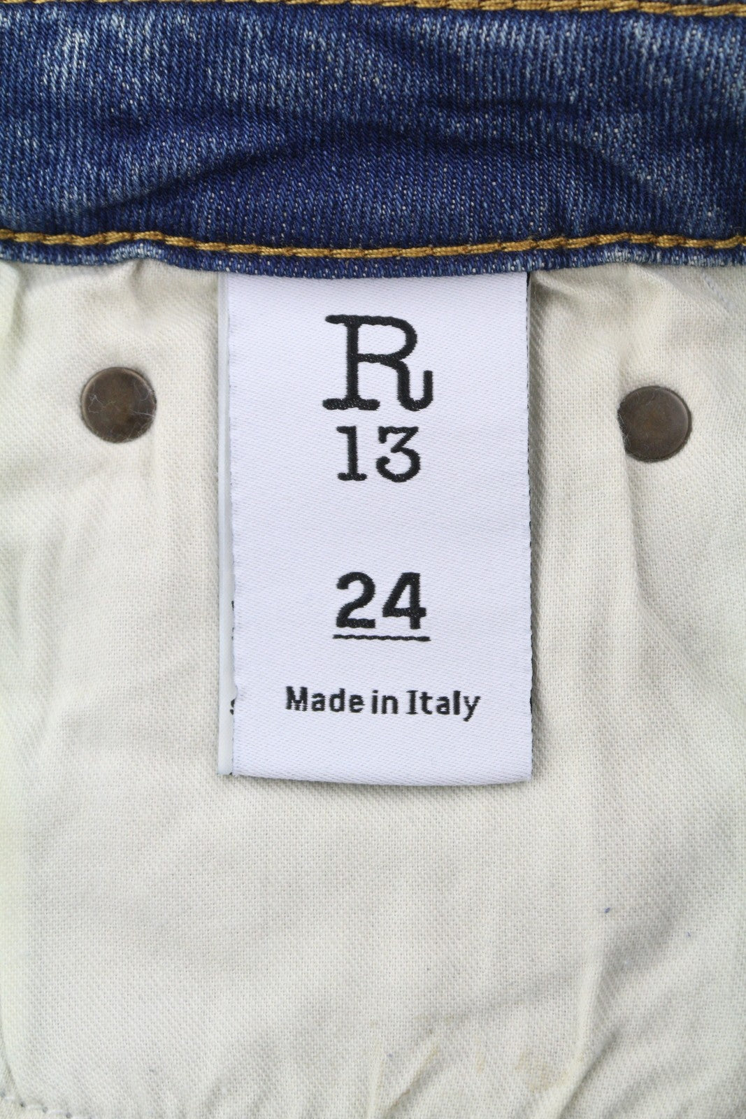 R13 Kick Fit Women Jeans 24 Kelly Stretch Washed Faded Ankle Cropped RRP€699