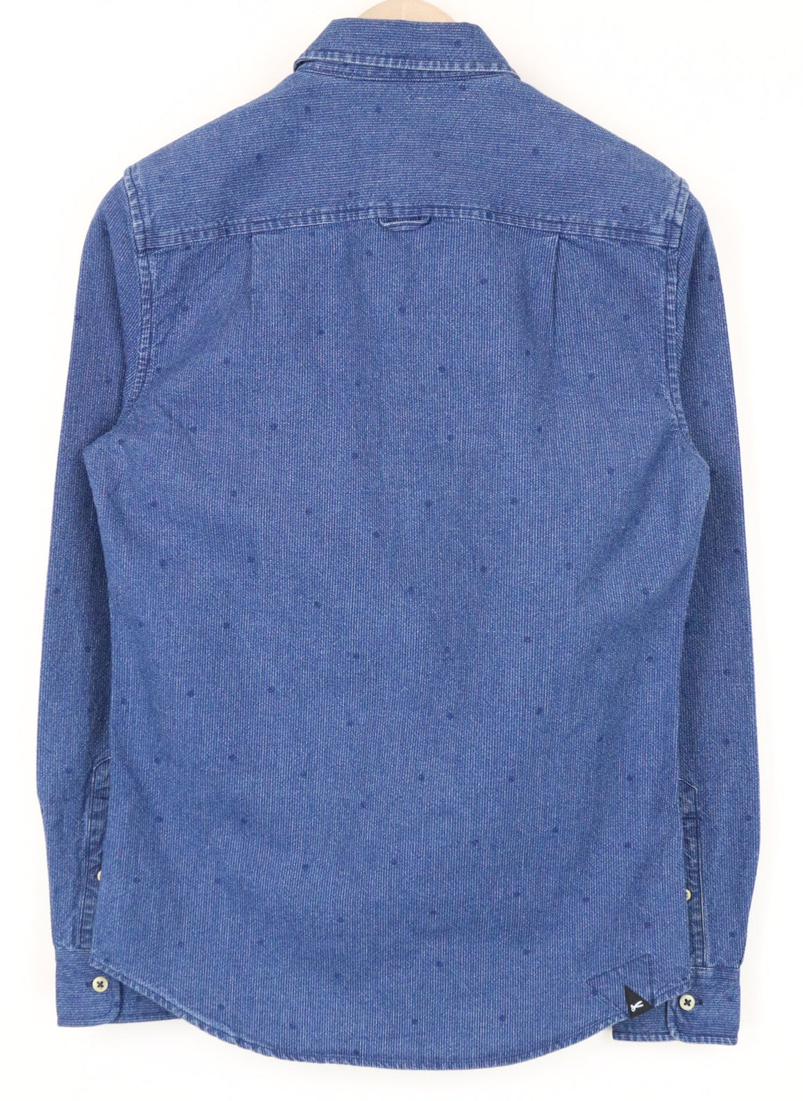 DENHAM Ellis Men's Shirt XS Blue Polka Dot Cotton Printed Denim-Like Casual