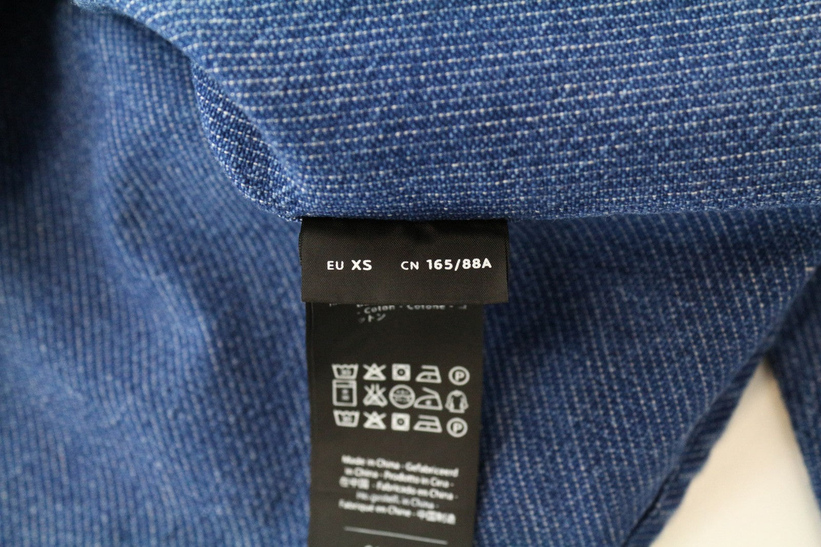 DENHAM Ellis Men's Shirt XS Blue Polka Dot Cotton Printed Denim-Like Casual