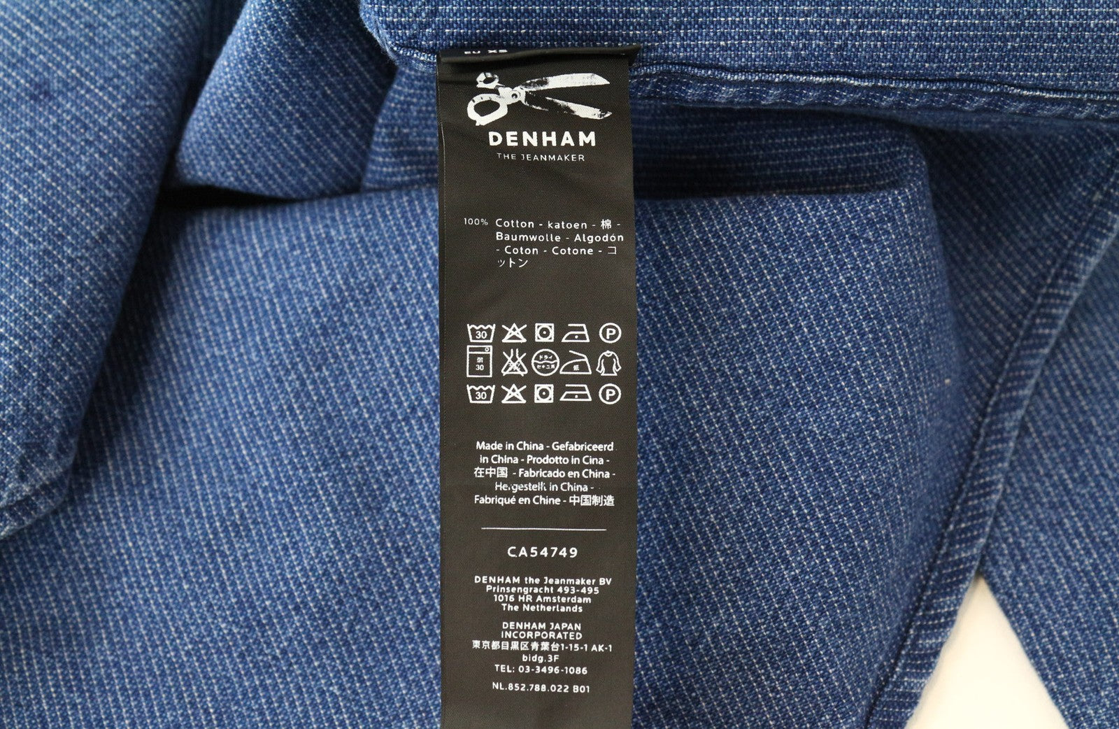 DENHAM Ellis Men's Shirt XS Blue Polka Dot Cotton Printed Denim-Like Casual