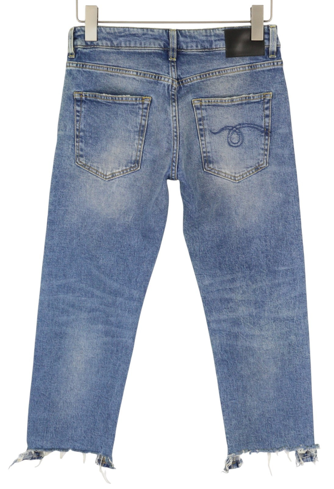 R13 Boy Straight W Rips Women Jeans 26 Jasper Stretch Faded Washed Cropped Denim