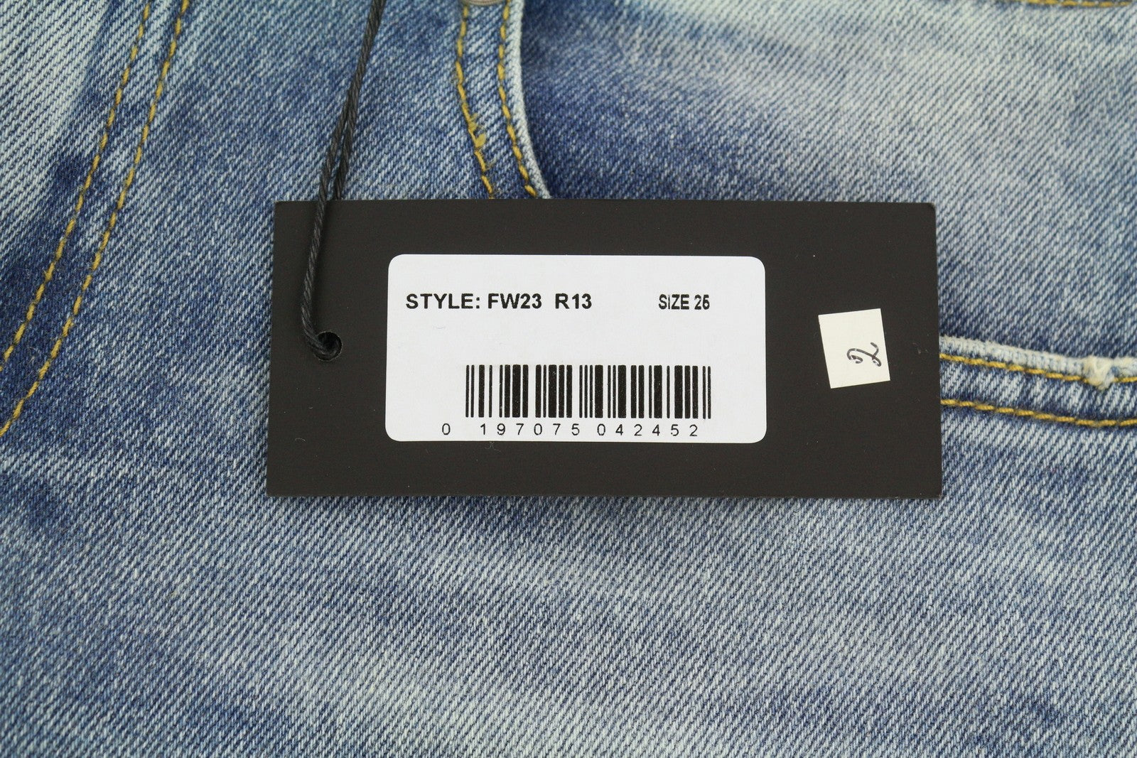 R13 Boy Straight W Rips Women Jeans 26 Jasper Stretch Faded Washed Cropped Denim