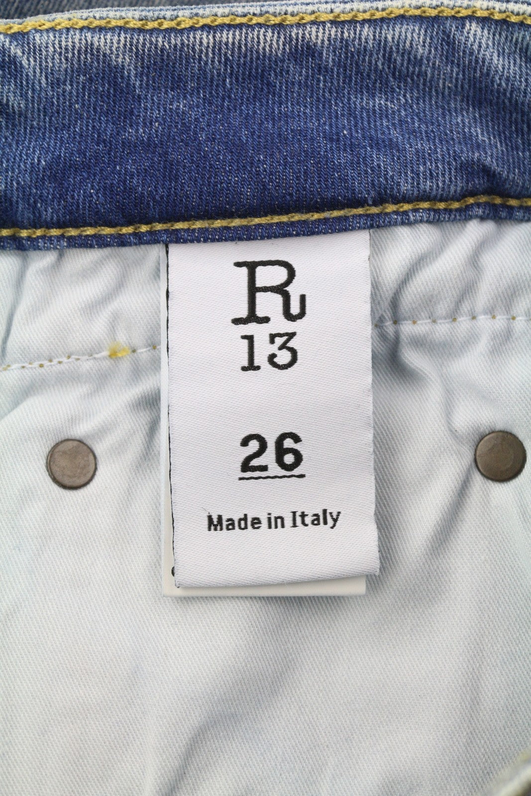 R13 Boy Straight W Rips Women Jeans 26 Jasper Stretch Faded Washed Cropped Denim