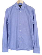 SCOTCH & SODA Men's Shirt S Blue Check Print Cotton Button-Up Casual Long Sleeve