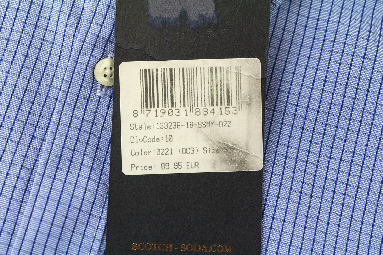 SCOTCH & SODA Men's Shirt S Blue Check Print Cotton Button-Up Casual Long Sleeve