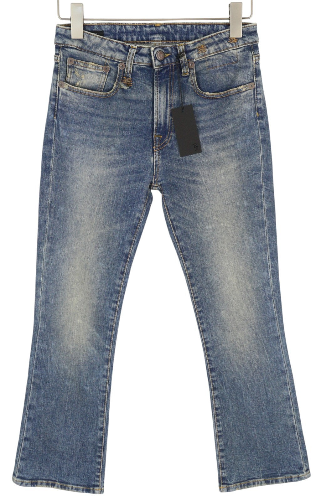 R13 Kick Fit Women Jeans 26 Kelly Stretch Washed Faded Ankle Length RRP€699