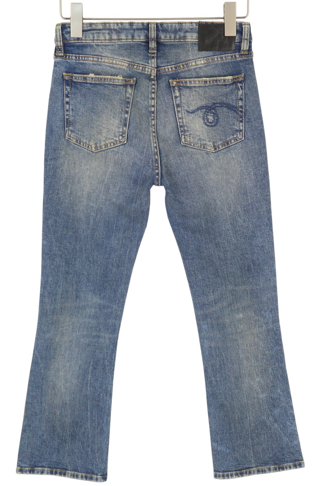 R13 Kick Fit Women Jeans 26 Kelly Stretch Washed Faded Ankle Length RRP€699