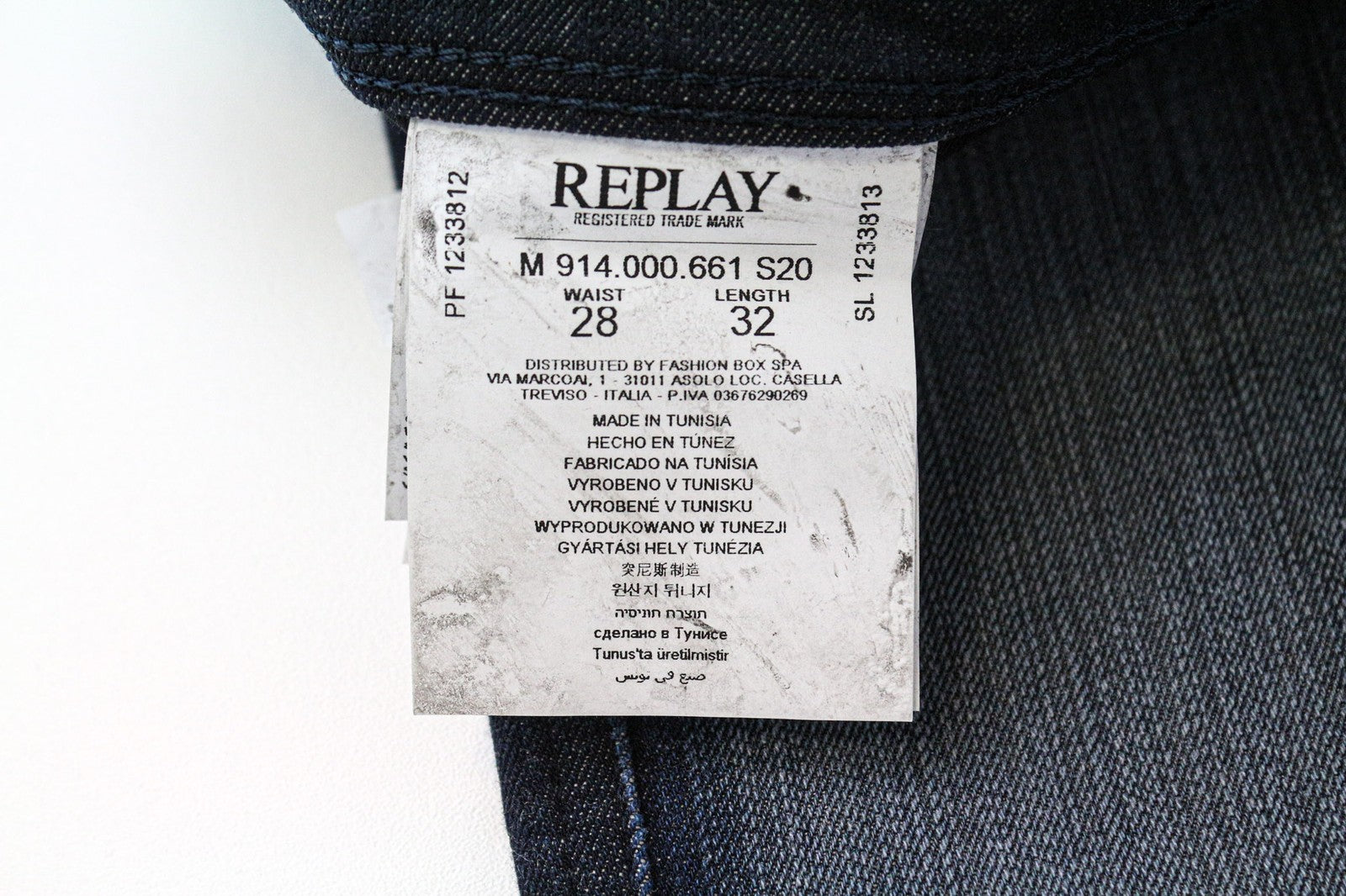 REPLAY Anbass Men's Jeans W28/L32 Dark Blue Slim Stretch Hyperflex+ Zipper Fly