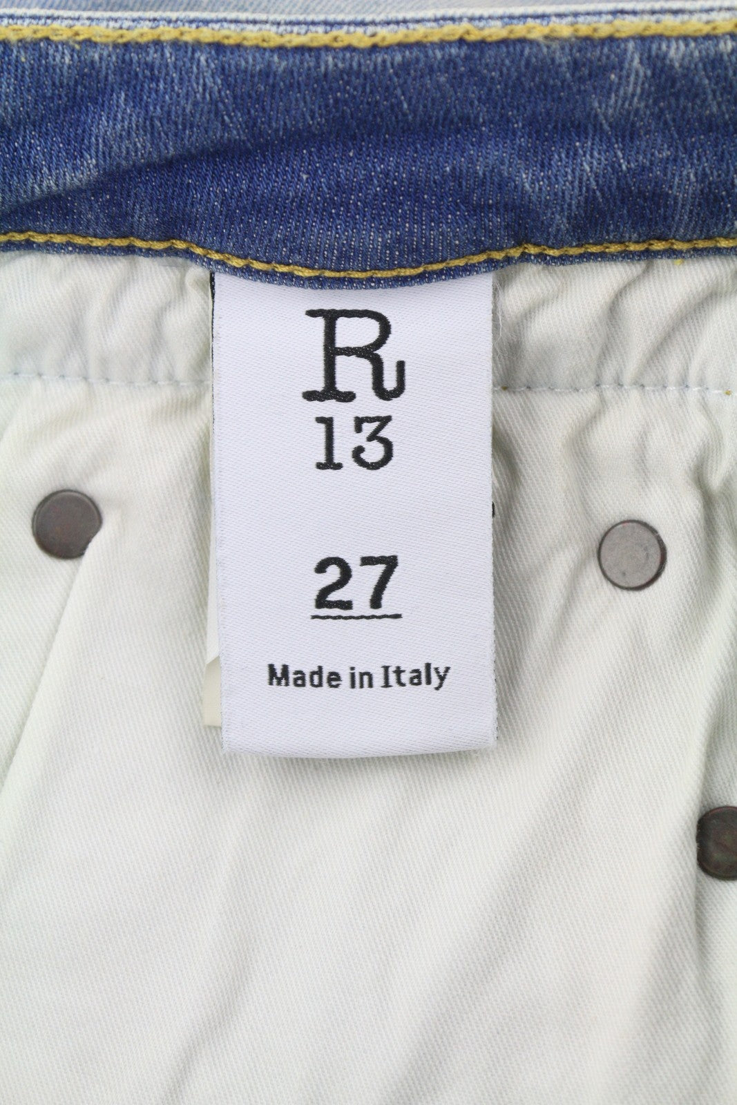 R13 Boy Skinny Women Jeans 27 Blue Washed Faded Ankle Length Cropped Distress