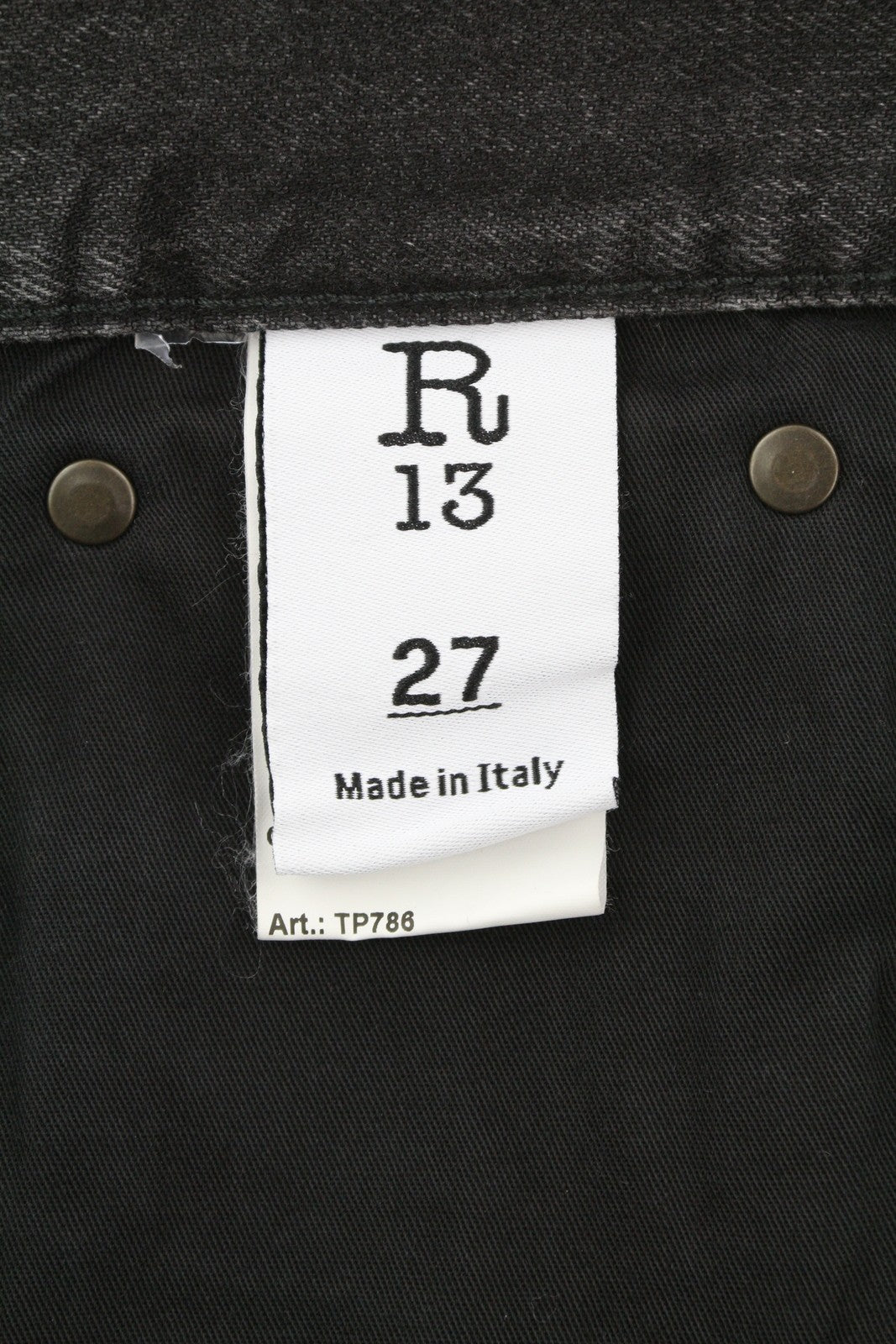 R13 Boyfriend Women Jeans 27 Wilson Black Faded Washed Cropped Relaxed Denim