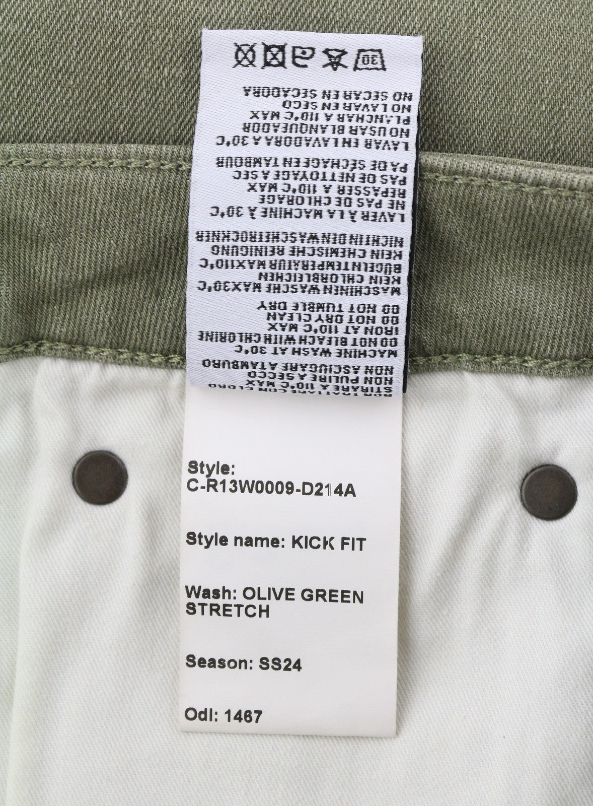 R13 Kick Fit Women Jeans 27 Olive Green Stretch Faded Ankle Length Cropped Denim