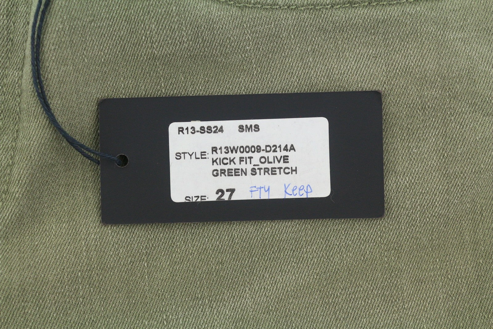 R13 Kick Fit Women Jeans 27 Olive Green Stretch Faded Ankle Length Cropped Denim