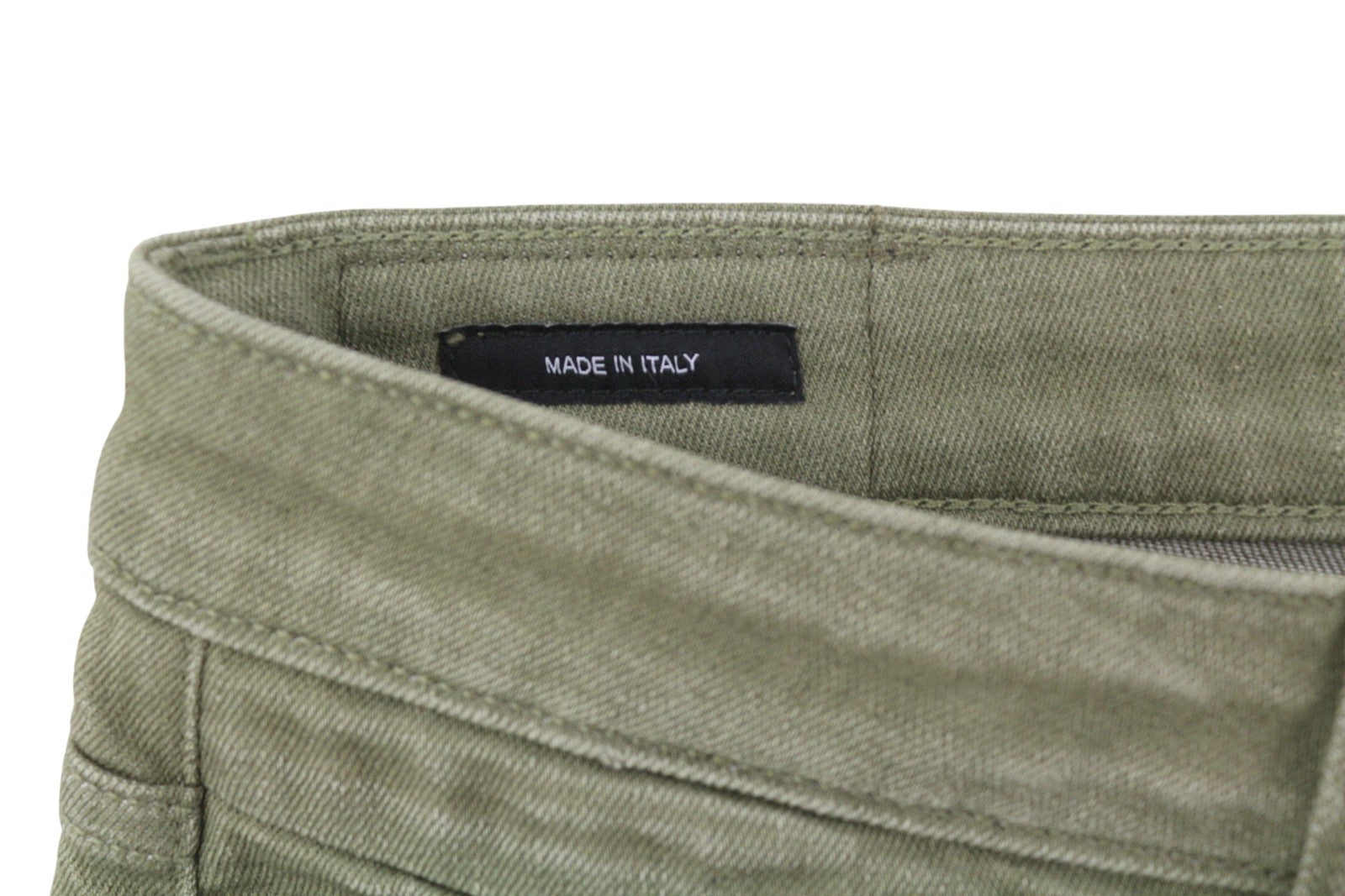 R13 Boy Straight Women Jeans 27 Olive Green Stretch Faded Ankle Length Cropped