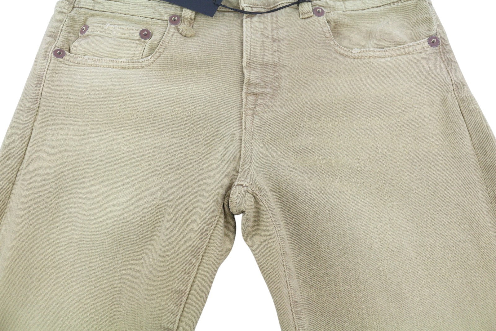 R13 Boy Straight Women Jeans 29 Khaki Stretchy Faded Cropped Casual RRP€699