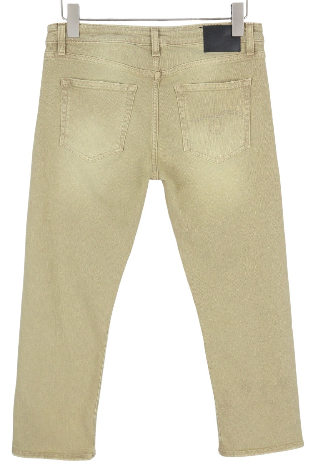 R13 Boy Straight Women Jeans 29 Khaki Stretchy Faded Cropped Casual RRP€699