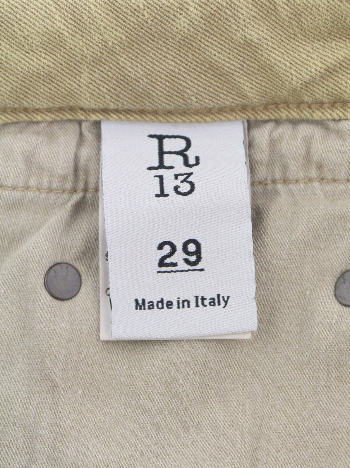 R13 Boy Straight Women Jeans 29 Khaki Stretchy Faded Cropped Casual RRP€699