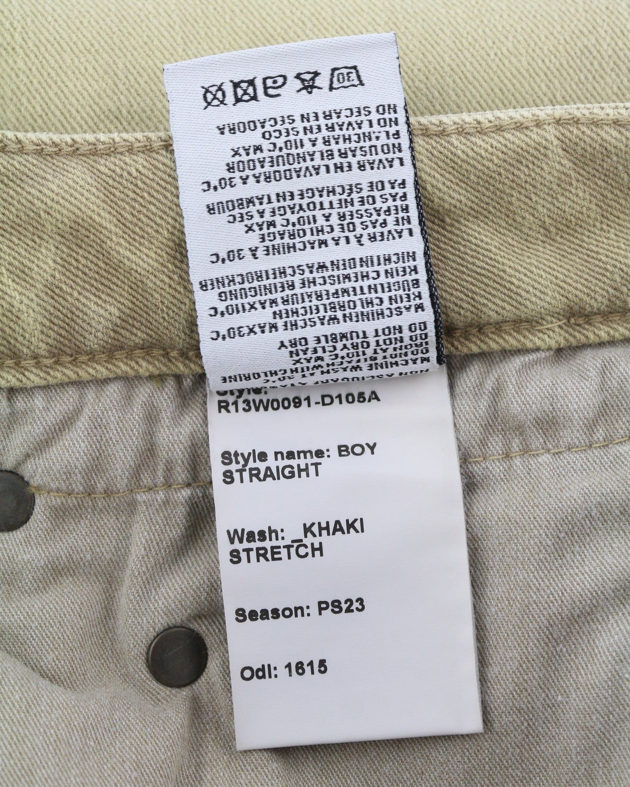 R13 Boy Straight Women Jeans 29 Khaki Stretch Denim Cropped Ankle Length RRP€699