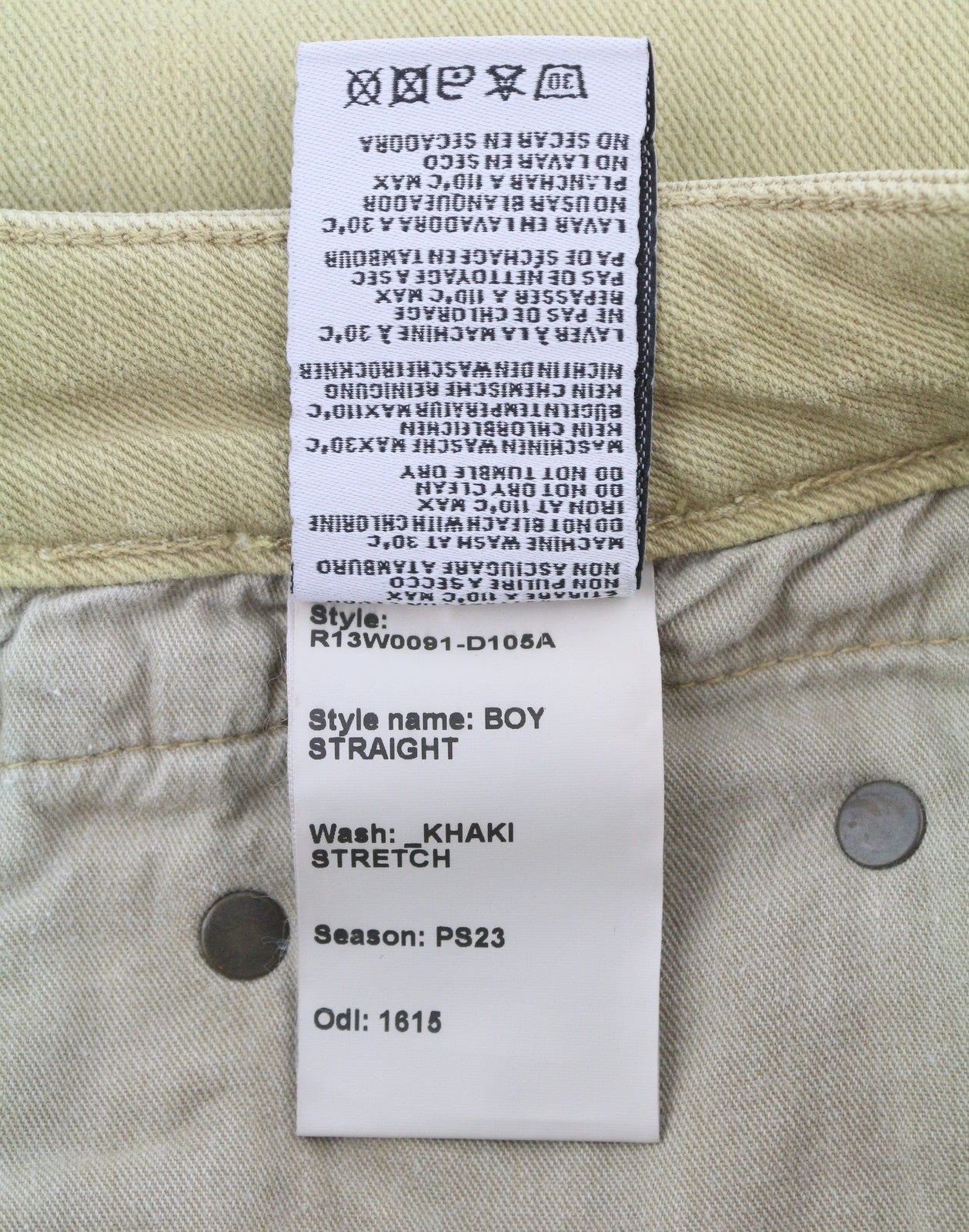 R13 Boy Straight Women Jeans 28 Khaki Stretch Cropped Ankled Light Denim RRP€699