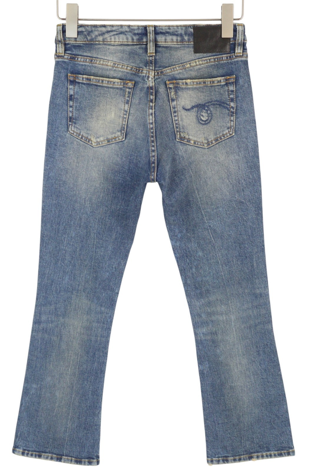 R13 Kick Fit Women Jeans 25 Kelly Stretch Washed Faded Ankle Cropped RRP€699