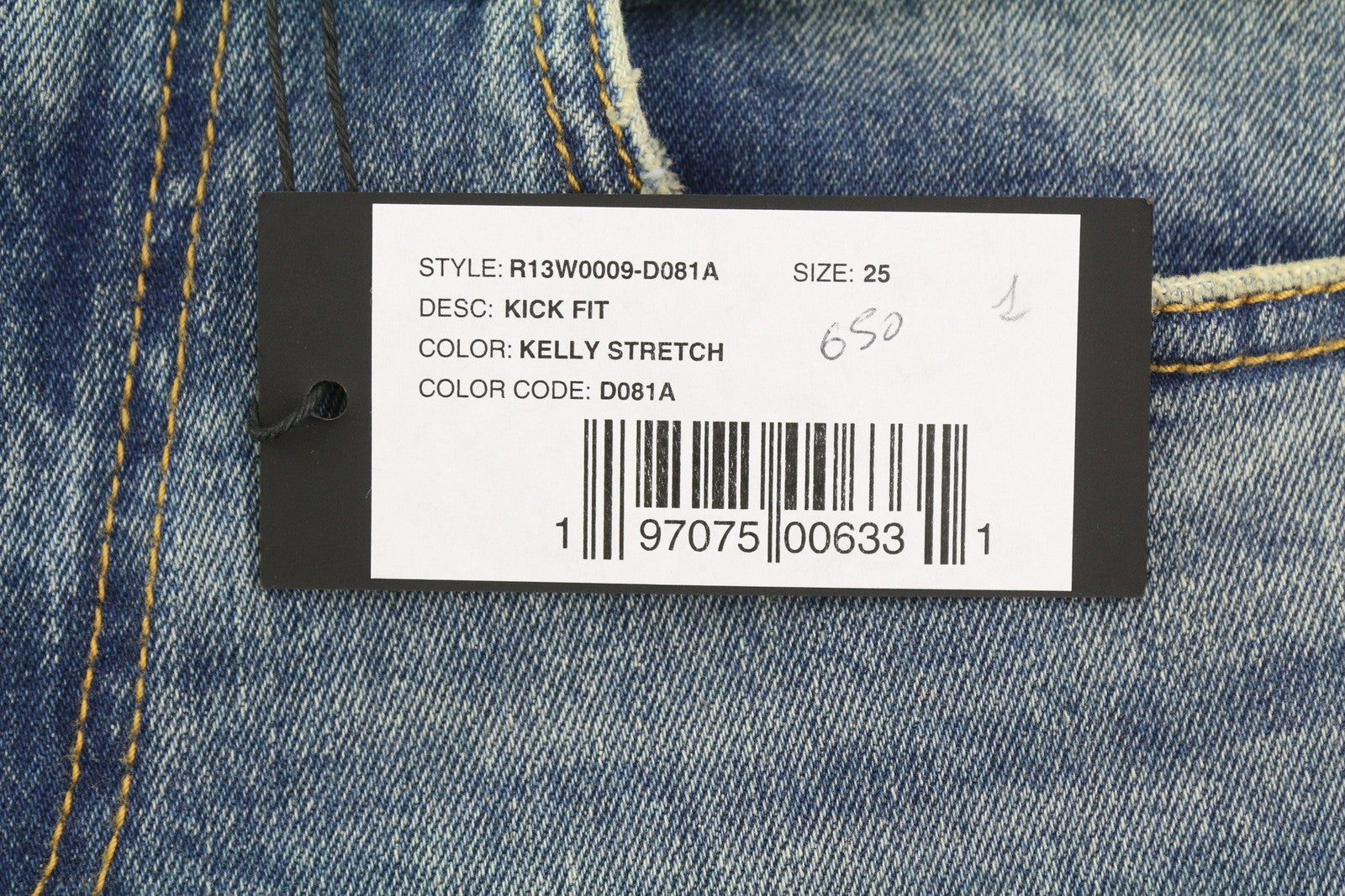 R13 Kick Fit Women Jeans 25 Kelly Stretch Washed Faded Ankle Cropped RRP€699