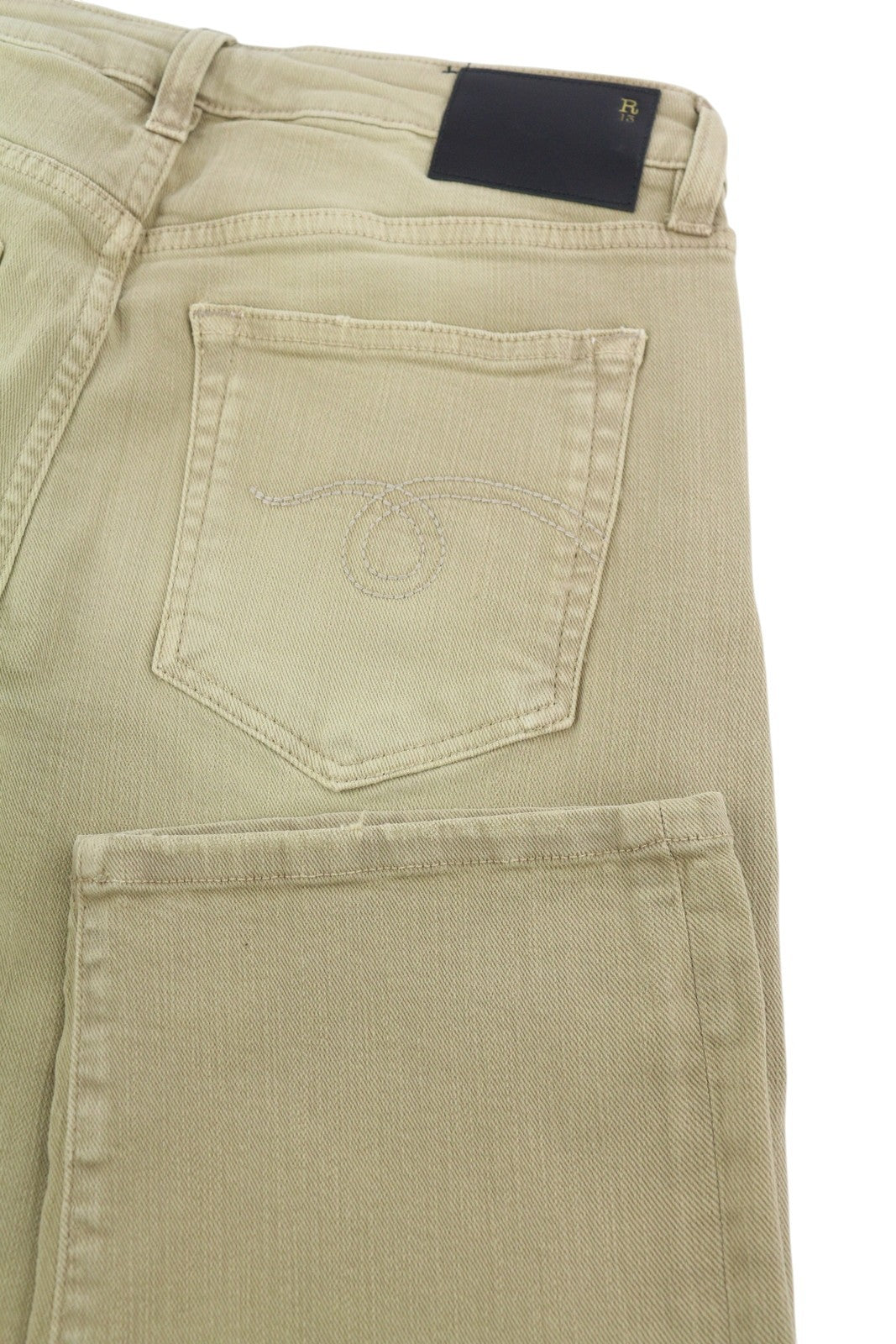R13 Boy Straight Women Jeans 28 Khaki Stretch Cropped Ankle Light Denim RRP€699