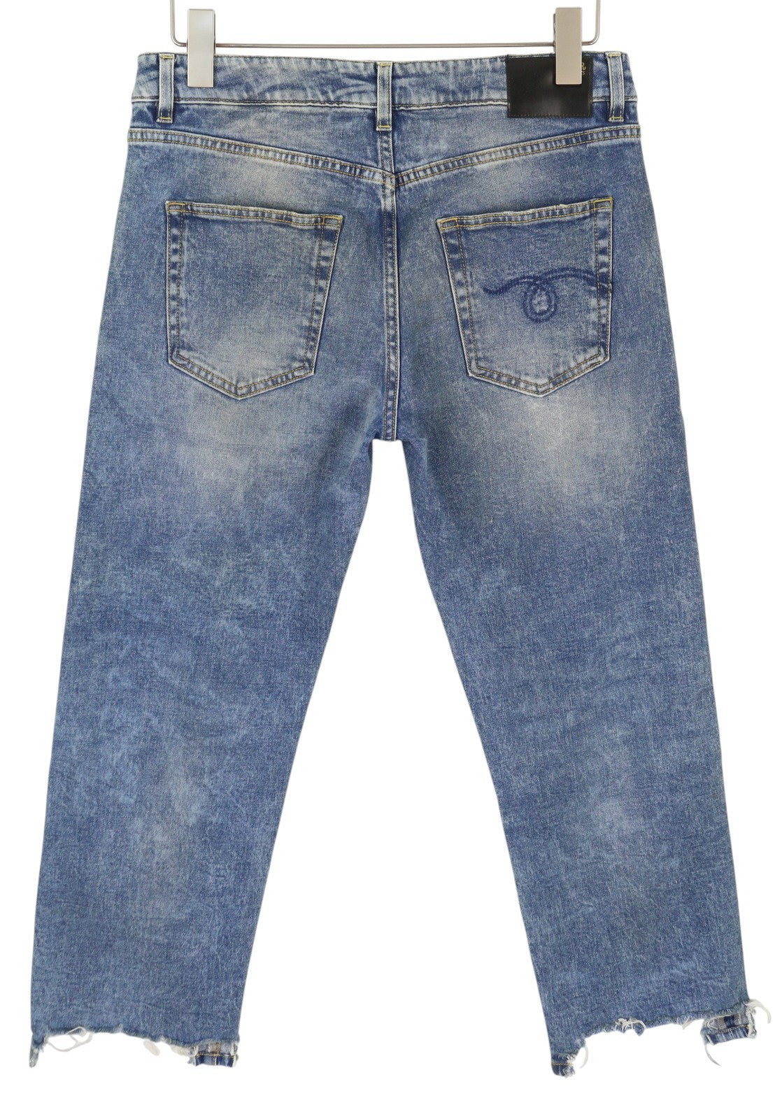 R13 Boy Straight W Rips Women Jeans 30 Jasper Stretch Faded Washed Cropped Denim
