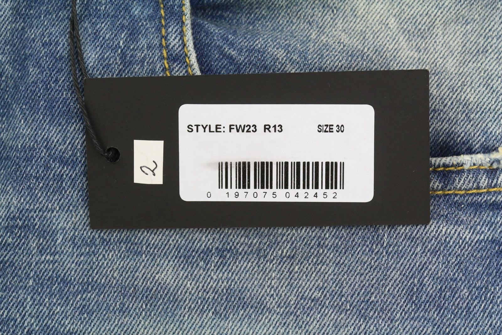 R13 Boy Straight W Rips Women Jeans 30 Jasper Stretch Faded Washed Cropped Denim