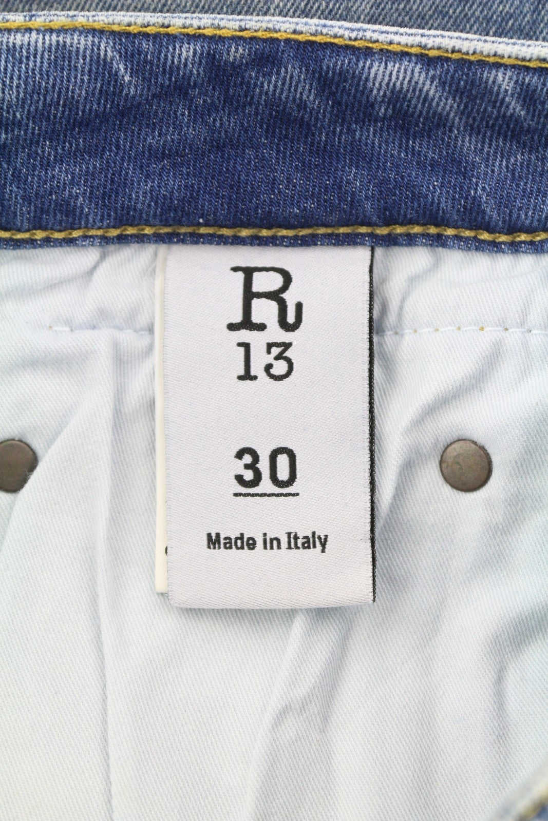 R13 Boy Straight W Rips Women Jeans 30 Jasper Stretch Faded Washed Cropped Denim